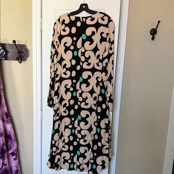 Marimekko Black & Cream Keho Pieni Maxi Dress with Green Accents 46 NEW NWT - Picture 5 of 9